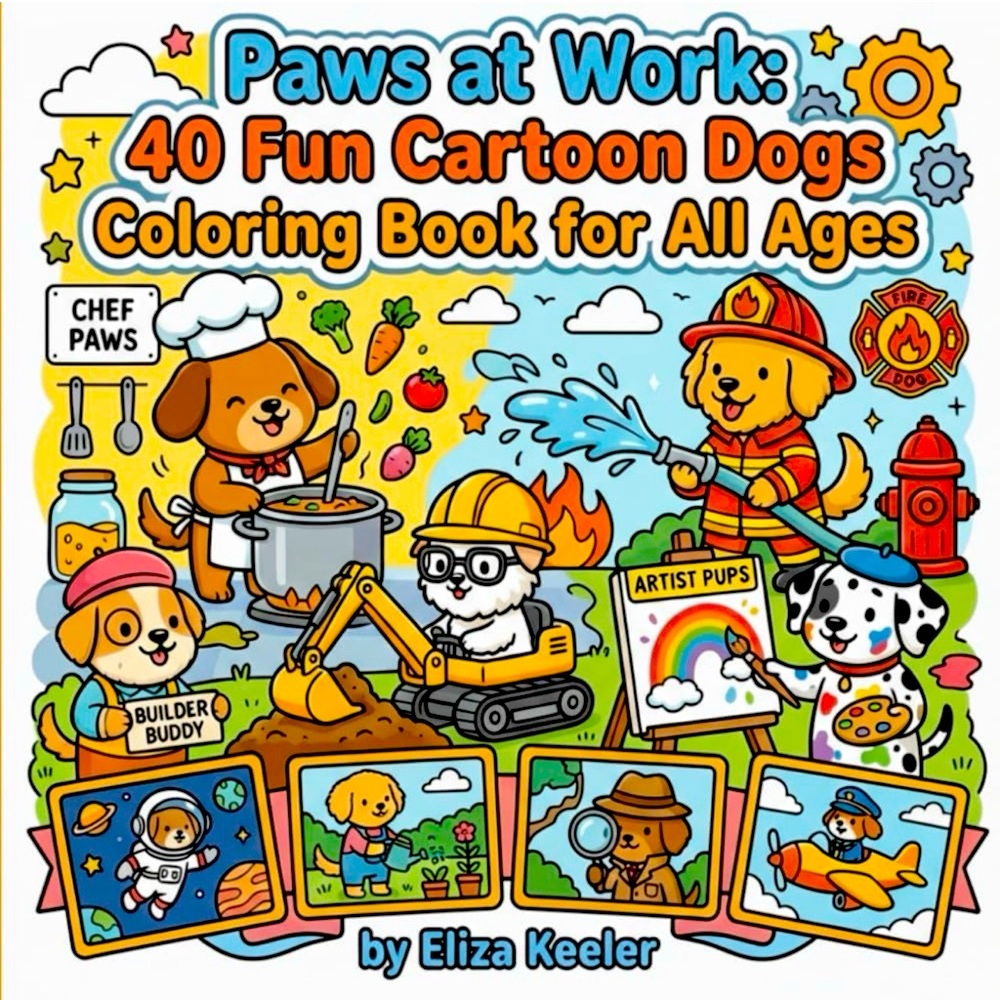 Dog Coloring Book: Paws at Work featuring 40  breeds of dogs doing everyday jobs